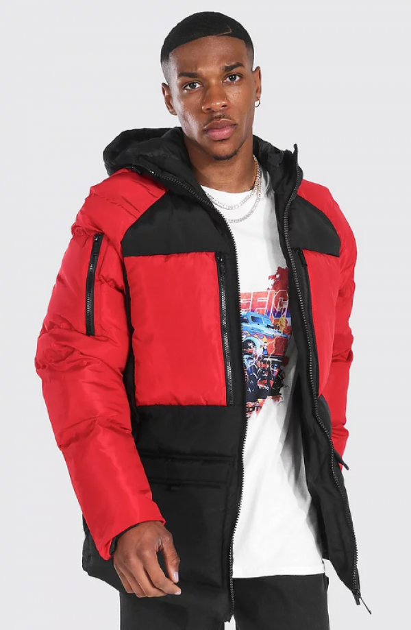 Jaket Parka Warna Block yang Kontras